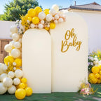 Beige Arch Backdrop Cover 7.2FT 6FT Spandex Arch Covers Stretchy Backdrop Set of 2, Double-Layer Wrinkle Free Wedding Arch Stand Cover Party Backdrop Curtains for Baby Shower Birthday Party Decoration by Tao-GePartyDecorations