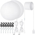 Rossesay 2 Sets Jumbo Round Paper Lanterns with Lamp Cord Cable White Hanging Paper Lanterns Chinese Japanese Pendant Hanging Lamp for Birthday Wedding Bridal Anniversary Party Decoration(30 Inch) by Rossesay