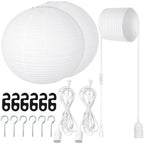 Rossesay 2 Sets Jumbo Round Paper Lanterns with Lamp Cord Cable White Hanging Paper Lanterns Chinese Japanese Pendant Hanging Lamp for Birthday Wedding Bridal Anniversary Party Decoration(30 Inch) by Rossesay