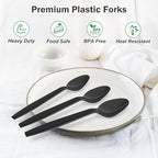 Dealusy 360 Count Black Plastic Spoons Disposable - Image 4