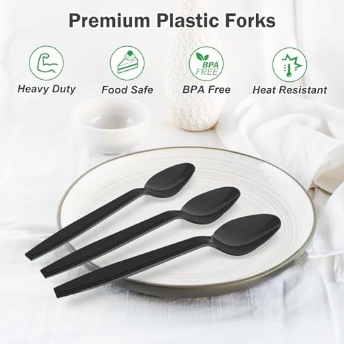 Dealusy 360 Count Black Plastic Spoons Disposable - Image 4