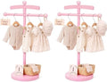 Marsui 2 Sets Wooden Baby Clothes Display Stand with 3 Hangers Plaque, Pink by Marsui