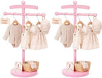 Marsui 2 Sets Wooden Baby Clothes Display Stand with 3 Hangers Plaque, Pink by Marsui