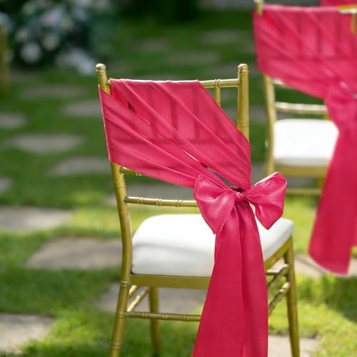 fani Hot Pink Satin Chair Straps Bows,60 PCS 7x108 Inch,Chair Sash - Image 6