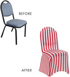 YOUR CHAIR COVERS - 100 Pack Stretch Spandex Chair Covers Striped - Red and White, Wedding Slip Covers, Premium Quality Chair Cover - Image 5