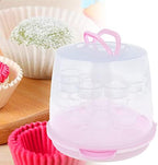 3-Tiers Portable Desserts Storage Container Box Cupcake Holder Pink Cupcake Carrier with Lid and Handle 24 Cupcakes for Pie, Cookies - Image 2