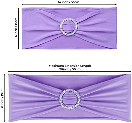 Babenest 50PCS Spandex Chair Sashes Bows with Buckle for Wedding, Purple - Image 6