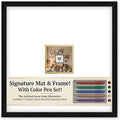CountryArtHouse Signature Keepsake Frame - Square Mat Window - Black Wood Genuine Hardwood 20x20 5x5 Photo - Metallic Gold Border Mat - Complete Keepsake Signing Kit by CountryArtHouse