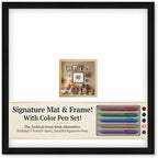 CountryArtHouse Signature Keepsake Frame - Square Mat Window - Black Wood Genuine Hardwood 20x20 5x5 Photo - Metallic Gold Border Mat - Complete Keepsake Signing Kit by CountryArtHouse