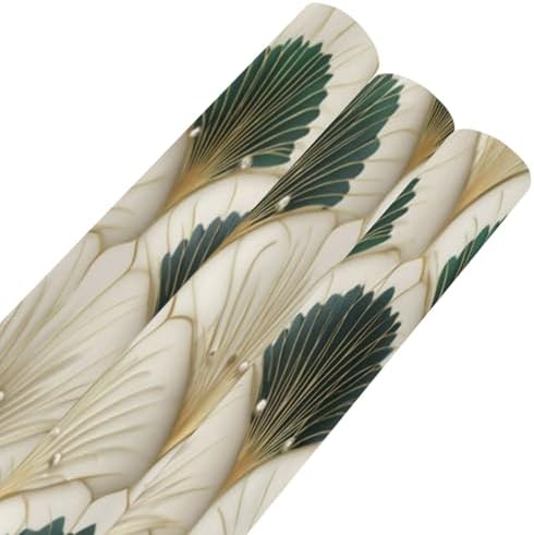 pnyoin Merry Christmas Wrapping Paper Roll,Art Deco Fan Print Gift Wrap Perfect for Xmas,Birthday,Weddings, Brides, Holidays, Baby Showers，58 x 23 inches,3 Roll - Image 6