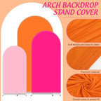 FYSUIMU 3 Pcs Pink Orange Arch Backdrop Covers Stretchy Spandex Arch Stand Fabric Cover for Wedding Birthday Baby Bridal Shower Anniversary Ceremony Party Decoration (4ft/5ft/6ft) - Image 3