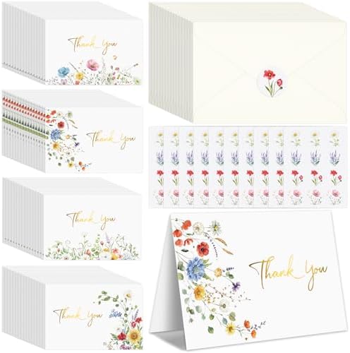 600 PCS Wildflower Thank You Cards with Envelopes and Stickers, 4 x 6 Inchy by UZLUbuywithconfidence