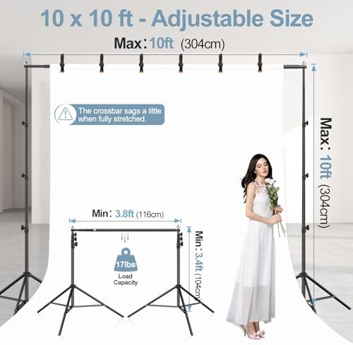 EMART 10x10FT Backdrop Stand Adjustable Back Drop Stand for Party Wedding - Image 3