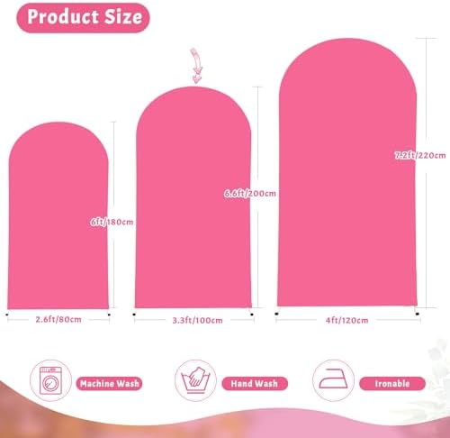 6.6FT Fuchsia Arch Backdrop Cover - Polyester Fitted Wedding Arch Stand Covers Round Top Chiara Arch Backdrop Cover for Birthday Party Banquet Photo Background Decoration - Image 2