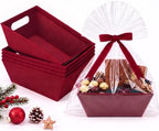 Mimorou 6 Pack Velvet Baskets for Gifts Empty to Fill, Burgundy Red Baskets by Mimorou
