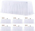 6 Pack 6ft White Table Cloths Rectangle Tulle Tablecloth Fitted White Tablecloths for 6 foot Rectangle Tables Stretch Spandex Table Cover for Parties Wedding Birthday Events Banquet Desk Table Skirt by HBBMAGIC