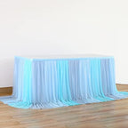 Frozen Theme Party Tulle Table Skirt for Rectangle Tables 14ft Blue Ruffle Tutu Table Cloth Cover for Winter Wonderland Baby Shark Baby Shower Birthday Party Wedding Decorations - Image 3