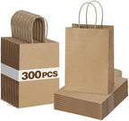 BagDream 300Pcs Paper Bags 5.25x3x8 Small Brown Gift Bags with Handles Bulk by BagDream