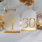 Frosted Arch Acrylic Table Numbers 1-30 with Stands - 5x7" Gold Mirror Wedding Table Numbers for Reception, Frosted Acrylic Table Signs with Holders for Banquet, Party, Anniversary, Event - Image 7