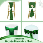 MDS® Pack of 150 Satin Chair Sashes for Weddings and Events Decor, Reusable Chair Bows for Banquet Chairs, Reception, Bridal Shower, Baby Shower, Birthday Party & Holiday Celebrations - Green - Image 4