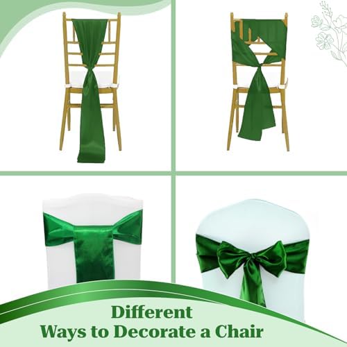 MDS® Pack of 300 Satin Chair Sashes for Wedding & Events – Green - Image 4