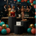 Cylinder Stands for Party, Shape&Use 3PCS Round Black Pedestal Display Stands, Foldable Cardboard Columns for Wedding, Birthday, Anniversary Decor, 15.7in Dia. (15.7/23.6/31.5in H) with Storage Bag by Unknown