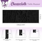 24 Pack Black Table Runner 10Ft Cheesecloth Table Runner Rustic Gauze Table Runners Romantic Long Sheer Fabric Cheese Cloth Table Runners for Wedding Party Bridal Baby Shower - Image 2