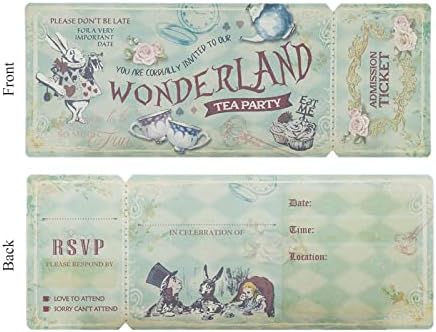 Summer-Ray 24 sets Vintage Alice in the Wonderland Tea Party Invitation with Sleeve Holder - Image 2