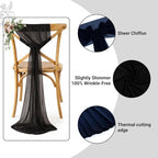 MDS Pack of 200 Chiffon Chair Sashes for Wedding & Event Décor - Black - Image 3