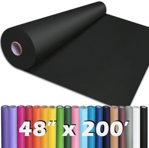 PerkHomy 48" x 2,400" (200') Black Kraft Paper Roll for Craft Bulletin Board Paper Art Table Covering Crafting Gift Wrapping Bouquet Packing Parcel 80GSM 55LB (Black, 48" x 200') by PerkHomy