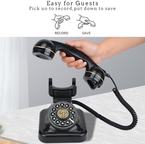 Audio Guest Book Wedding Phone, Vintage Voice Message Recorder with One-Touch Playback & Adjustable Volume for Wedding, Anniversary, Birthday, Bridal Shower, Baby Shower, Engagement (Black) - Image 2
