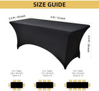 6-Pack 6ft Black Spandex Table Covers for Rectangle Standard Folding Tables - Wrinkle Resistant Stretch Tablecloths - Ultimate Fitted Table Protector for Parties, Trade Shows, Wedding - Image 4