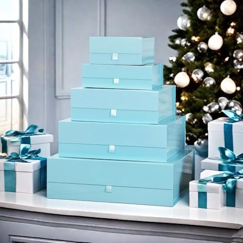 Extra Large Gift Box 3 Pack 16.5x14x5.5 Inches,Blue Gift Boxs for Presents with Lid Magnetic Closure Collapsible,Groomsman Proposal Box,Birthday, Christmas,for Clothes and Large Gifts - Image 6