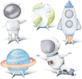 5 Pcs Outer Space Baby Shower Decorations, Astronaut Rocket Planet Earth Cardboard Cutouts Standups, Space Themed Photo Booth Props Signs for Kids Birthday Party Outdoor Yard Lawn Decor by WelcometoLawnIdyll