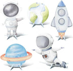 5 Pcs Outer Space Baby Shower Decorations, Astronaut Rocket Planet Earth Cardboard Cutouts Standups, Space Themed Photo Booth Props Signs for Kids Birthday Party Outdoor Yard Lawn Decor by WelcometoLawnIdyll