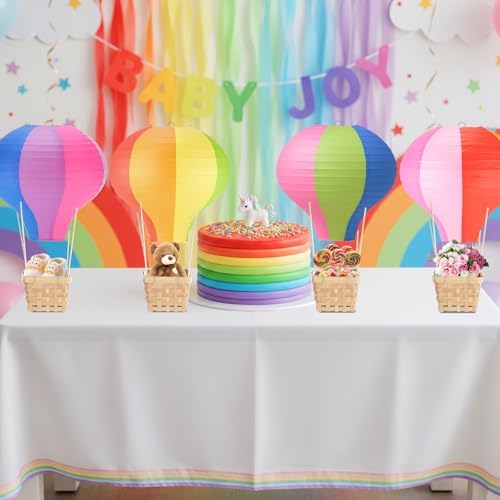 Meooeck 8 Sets Rainbow Colors Hot Air Balloon Table Centerpieces Decor - Image 3