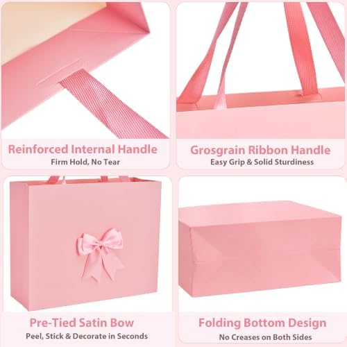 Catlovecorn 20 Pack Large Pink Gift Bags, 16.5 x 5.5 x 12.6 In - Image 2