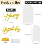 HAINARverS Set of 2 Stretchy Arch Backdrop Covers with Sign, White, 6/7.2FT - Image 2