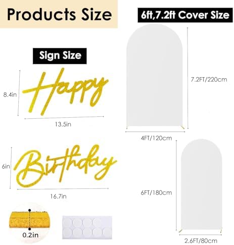 HAINARverS Set of 2 Stretchy Arch Backdrop Covers with Sign, White, 6/7.2FT - Image 2