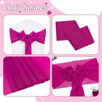 MDS Pack of 75 Chiffon Chair Sashes for Wedding & Event Décor - Magenta - Image 5