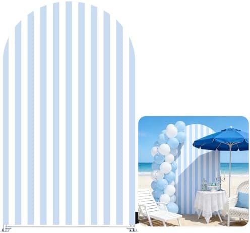 FiVan Arch Covers Stretchy Blue Stripes Backdrop for Birthday Baby Shower Party Decoration 3x6ft Baptism Background Props by FiVan