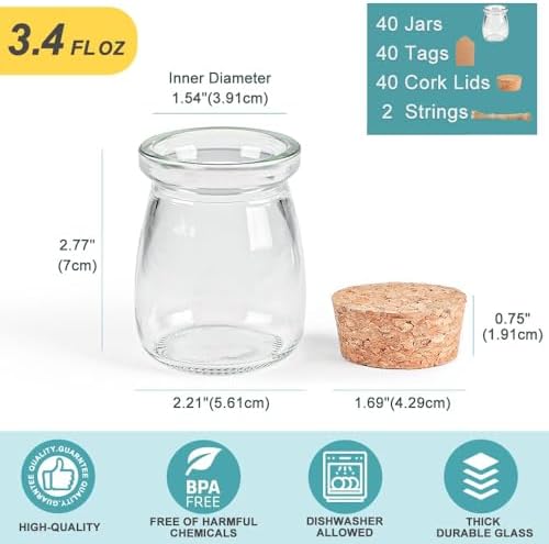 Ritayedet 3.4 Oz Small Glass Jars With Lids, 40 Pack Wedding Favors - Image 3
