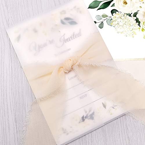 DORIS HOME 25PCS Fill-in Invitations Cards, Cream Flower - Image 5