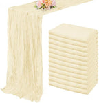 10FT 12 Pack Beige Cheesecloth Table Runner 20 x 120 Inch Long Rustic Gauze Fabric Cheese Cloth Table Runner for Wedding Bridal Baby Shower Table Decorations Boho Sheer Birthday Party Table Decor by FoliafeelHome