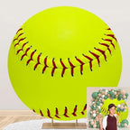 Softball Round Backdrop Cover Green Softball Photo Background Sports Themed Birthday Baby Shower Party Decorations Circle Arch Backdrop Cover Fans Athletes Photo Booth Props 7.2ft by OERJU