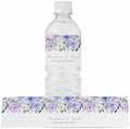 Personalized Water Bottle Labels with Choice of 30 Flower Styles - Choose Font and Pre-Made Phrases or Design Custom Text - LABELS ONLY (023 Purple Flowers, 2 inch (8.5x2")) by ThePaperedWedding