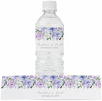 Personalized Water Bottle Labels with Choice of 30 Flower Styles - Choose Font and Pre-Made Phrases or Design Custom Text - LABELS ONLY (023 Purple Flowers, 2 inch (8.5x2")) by ThePaperedWedding