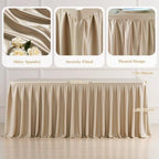 6ft Taupe Satin Tablecloths for Rectangle Tables Shiny Spandex Table Cover - Image 3