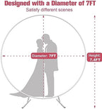 7 Ft Round Wedding Arch Stand with Metal Base, White - Image 3