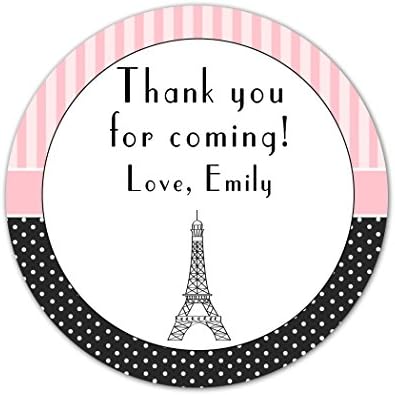 40 Stickers Paris Eiffel Tower Thank You Party Favor Label Baby Girl Shower Birthday Gift Label by Unknown